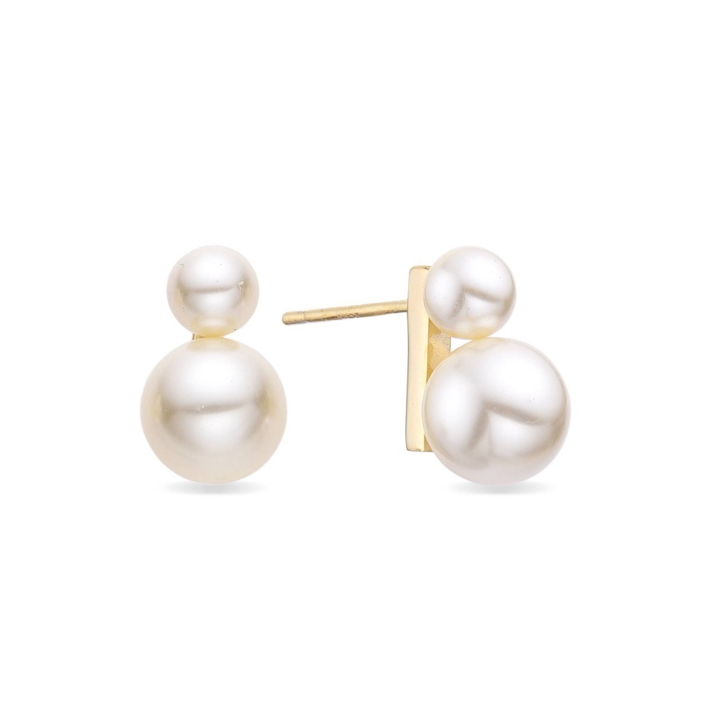 Gold white pearls earrings